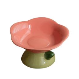 Tigela levantada antiderrapante para animais de estimação, alimentador cerâmico bonito, forma de flor, pé alto, alimentador de cachorro, água de alimentação, prato de gato elevado, suprimentos para animais, novo - Image 6