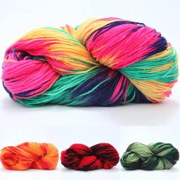 Colorido arco-íris segmento tingido fios de lã, DIY mão tricô fio, macio bebê suéter, lenço e xale suprimentos, 50g por rolo - Image 1