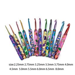 Colorful Ceramic Handle Alumina Crochet Hooks, Conjunto de agulhas de tricô, Agulhas de costura Weave, Ferramenta artesanal, 12Pcs - Image 4