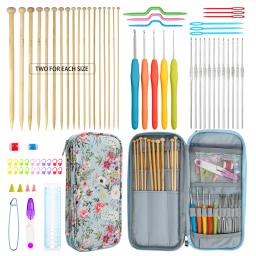 36 pçs conjunto de agulhas de tricô de bambu mix 2.0-10mm de alumínio ganchos de crochê conjunto com saco agulhas de crochê para kit de costura acessórios - Image 1