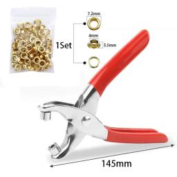 Metal ilhó e soco morrer ferramenta, kit de ferramentas manuais DIY, artesanato em couro, cinto de couro e chapéu ilhó, 4mm, 100 conjuntos - Image 4