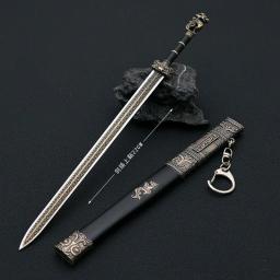 Chinese Ancient Arma Fria Toy, Rodas Katana Cosplay, Metal Gravado Arma Modelo, Colecionáveis Artesanato, Ornamentos Presentes, 22cm - Image 1
