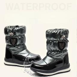 30% lã real inverno quente sapatos de bebê à prova dwaterproof água botas de neve das crianças-30 graus manter quente meninas meninos botas de neve crianças sapatos - Image 2