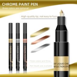 Chrome Espelho Marcador Pen para DIY, Reflective Paint Pen, Caneta Permanente, Ouro, Prata, Cobre Marker, Modelo Pintura Marcação, 0.7mm, 1mm, 2mm, 1Pc - Image 5
