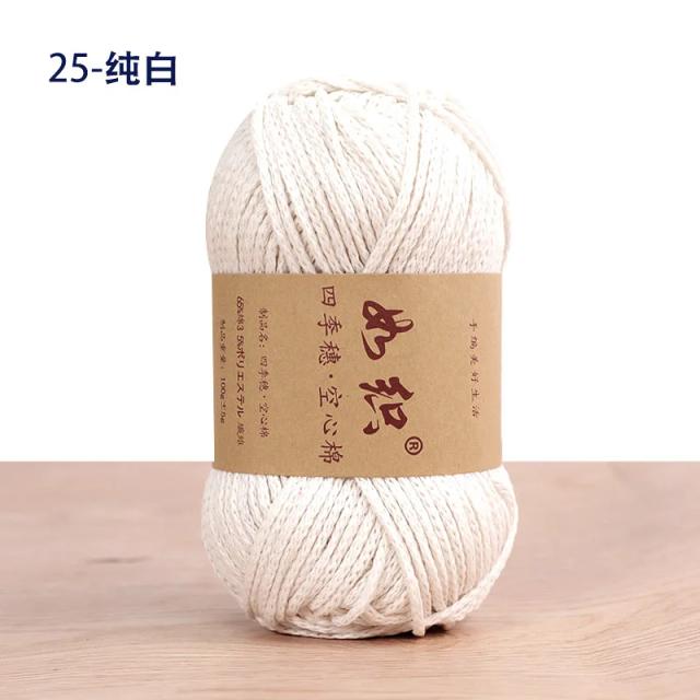 Fio de Crochê de Algodão Oco e Poliéster para DIY: Linha Grossa Redonda de 2mm - Ideal para Sacolas, Tapetes e Chinelos, 100g, 1 Unidade