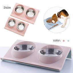 Alimentador de comida tigela de aço inoxidável, tigela de água dupla, alimentador pet, cão e gato mesa de alimentação pequenos acessórios - Image 2