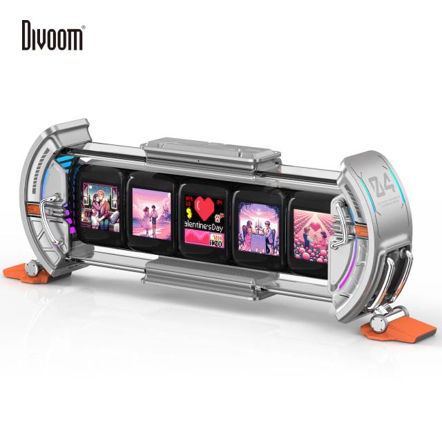 Relógio Digital Divoom Times Gate: Arte em Pixel Cyberpunk com Controle APP WiFi e Display LED RGB