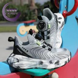 Crianças sapatos casuais estudante tênis de corrida deslizamento esporte sapato menino menina tênis novo quatro estações sapato malha rotativa - Image 3