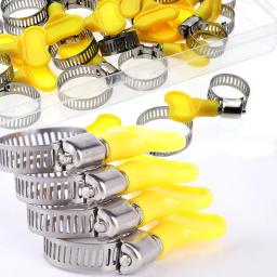 5 pçs 8-44mm braçadeiras de mangueira ajustável alça de plástico amarelo torção clipes de tubulação de aço inoxidável fixadores braçadeiras de vedação clipe de vedação - Image 2