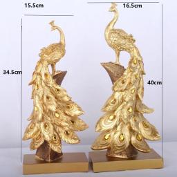 Ornamento de Pavão Dourado e Azul, Artesanato De Resina, Moda Criativa, Gabinete De Vinho, Sala De Estar, Decoração Do Lar, Presente, 1Pc - Image 2