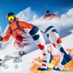 1 par meias de esqui grossas inverno meias térmicas joelho alta neve meias esportivas para homens mulheres esqui snowboard caminhadas ao ar livre - Image 3