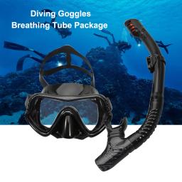 Máscaras de mergulho subaquático snorkeling tubo de respiração conjunto adulto silicone anti-nevoeiro óculos para natação mergulho - Image 4