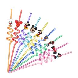 Canudos reutilizáveis para festa de aniversário, suprimentos Lilo e Stitch, Winnie Mickey Mouse, Toy Story, Princesa, Homem-Aranha, 6 pcs, 12pcs - Image 2