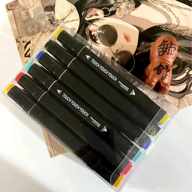 Caneta marcadora de arte de duas cabeças, 12-80 cores, para desenhar esboçar, marcadores à base de ponta oleosa, grafite, mangá, material escolar de arte