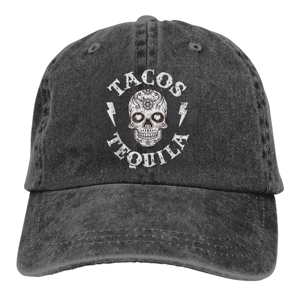 Crânio de açúcar tacos tequila mexicano diversão boné de beisebol masculino méxico crânio tampas de açúcar cores feminino verão snapback bonés - Image 1