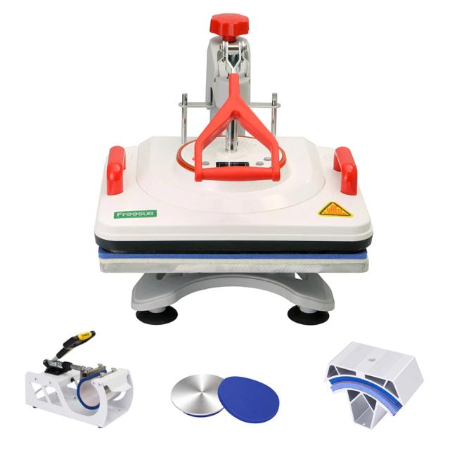 Máquina de Impressão Multifuncional 5 em 1 Freesub P8200-5 para Camisetas, Chapéus, Bonés e Canecas