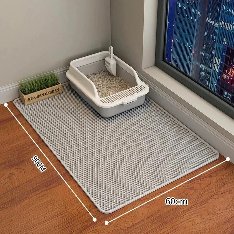 Impermeável Double Layer Pet Litter Mat, Cat Litter Box, Pet WC, Antiderrapante, Areia, Lavável, Limpo, 90x60cm - Image 1