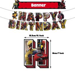 Balões Deadpool e Wolverine, Banner Feliz Aniversário, Decoração De Festa, Toppers De Bolo, Talheres Descartáveis, Adesivo De Herói De Fundo - Image 3
