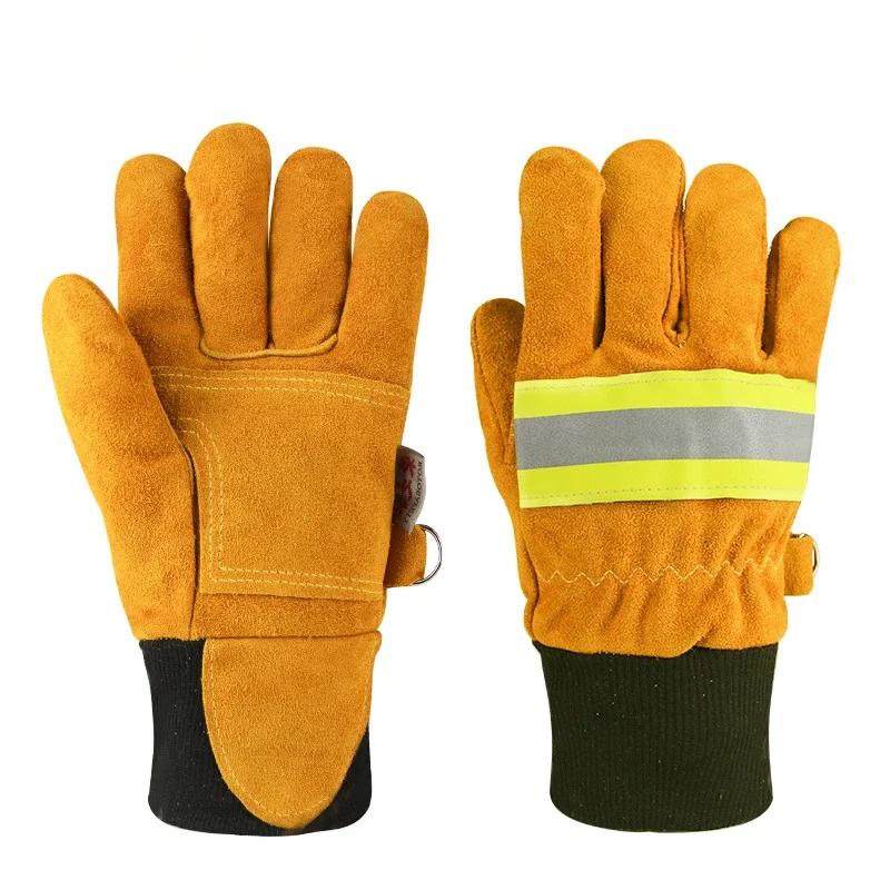Luvas De Couro Resistentes Ao Desgaste Espessadas, Proteção Contra Incêndio, Isolamento De Fogo De Artifício, Resgate De Emergência, Luvas De Proteção De Bombeiro - Image 1