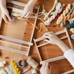 Tapeçaria de madeira tecelagem tear kit teares mão-máquina de malha diy conjunto de tecido máquina de costura casa acenando acessórios gancho artesanal - Image 3