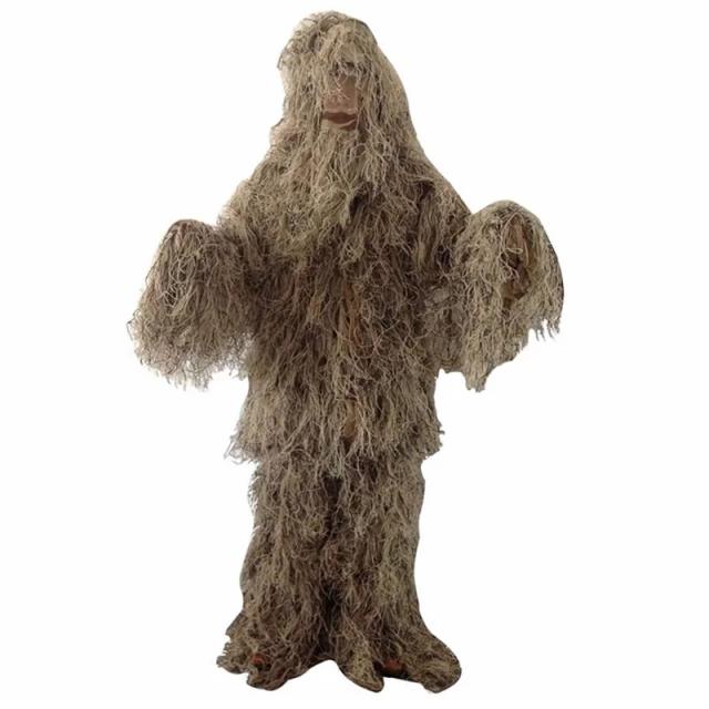 Fatos Ghillie Masculinos para Caça e Cosplay com Camuflagem do Deserto em 3D