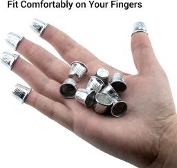10/1 pçs dedal de costura de metal protetor de dedo para diy artesanato costura dedal protetor boné costura à mão bordado dedo dedal - Image 6
