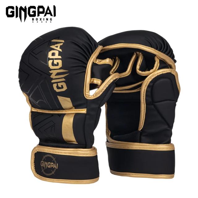 GINGPAI Luvas de Boxe MMA Meio Dedo Treinamento Adulto