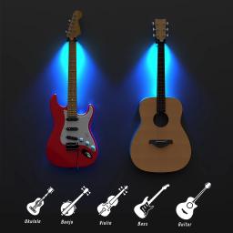 Naomi montagem na parede gancho de guitarra iluminado display led iluminação ambiente suporte antiderrapante para guitarra acústica/elétrica - Image 6