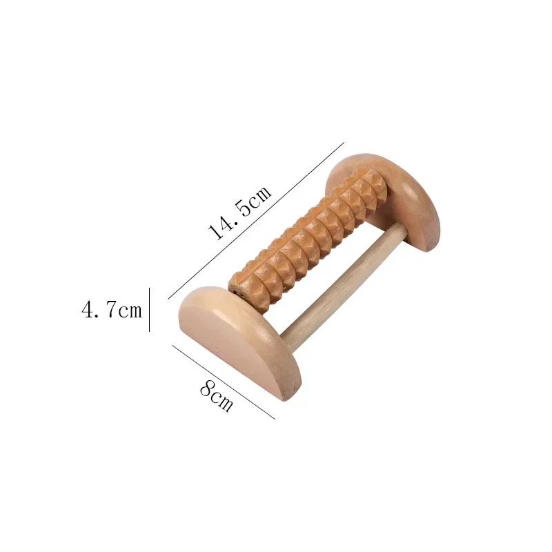 Massageador de pés de rolo grande de seis fileiras de madeira com caracteres gravados para massagem nas mãos, massageador de pés doméstico - Image 1