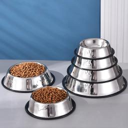 Aço inoxidável cão e gato comida tigela, Metal pata impressão alimentador, antiderrapante Pet Feeding Container, borracha Base acessórios, qualidade - Image 2