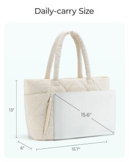 BAGSMART-Algodão Acolchoado Xadrez Underarm Handbag, grande bolsa de ombro acolchoada, compartimentos para viagens, trabalho, ginásio, Puffy Tote - Image 3