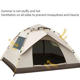 Barraca de acampamento automática com revestimento prata, tenda anti-UV, ao ar livre pop up tendas impermeáveis para viagens, mochila, caminhadas, 1-2-3-4 pessoas - Image 4