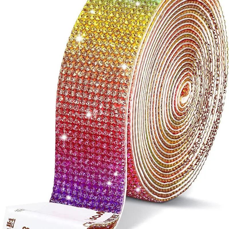 Auto-adesivo Cristal Rhinestone Fita, Fita Adesiva Diamante, DIY Arte Artesanato, Presente Do Telefone Do Carro, Decoração Do Vestuário Do Casamento, 1 Jardas - Image 1
