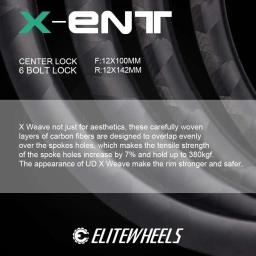 Elitewheels ent x weave rodado de carbono, rodas de freio a disco de estrada, sem câmara de ar, compatível com aro de ciclismo, bloqueio central ou cubo de bloqueio de 6 parafusos - Image 3