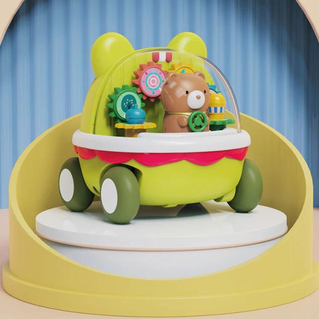 Brinquedo de Quebra-cabeça Urso Inércia para Crianças, Carro de Desenho Animado Resistente a Quedas - Presente Perfeito para Meninos e Meninas Sem Bateria Necessária