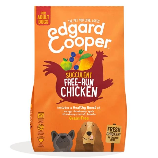 Ração para Cães Edgard & Cooper Adulto Frango Fresco Corral 7 Kg - Croquetes Pequenos e Médios Grátis