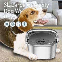 Tigela de comida para cães antirrespingos de grande capacidade, tigelas de aço inoxidável, bebedouro para cães e gatos, 3000ml - Image 1