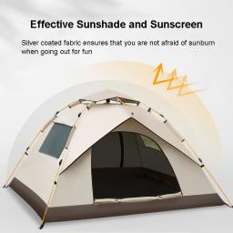 Barraca de acampamento automática com revestimento prata, tenda anti-UV, ao ar livre pop up tendas impermeáveis para viagens, mochila, caminhadas, 1-2-3-4 pessoas - Image 2
