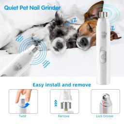 USB Recarregável Elétrico Pet Nail Grinder, Nail Clipper, Aparadores indolores com Polisher Wheel para pequenos e grandes animais - Image 5