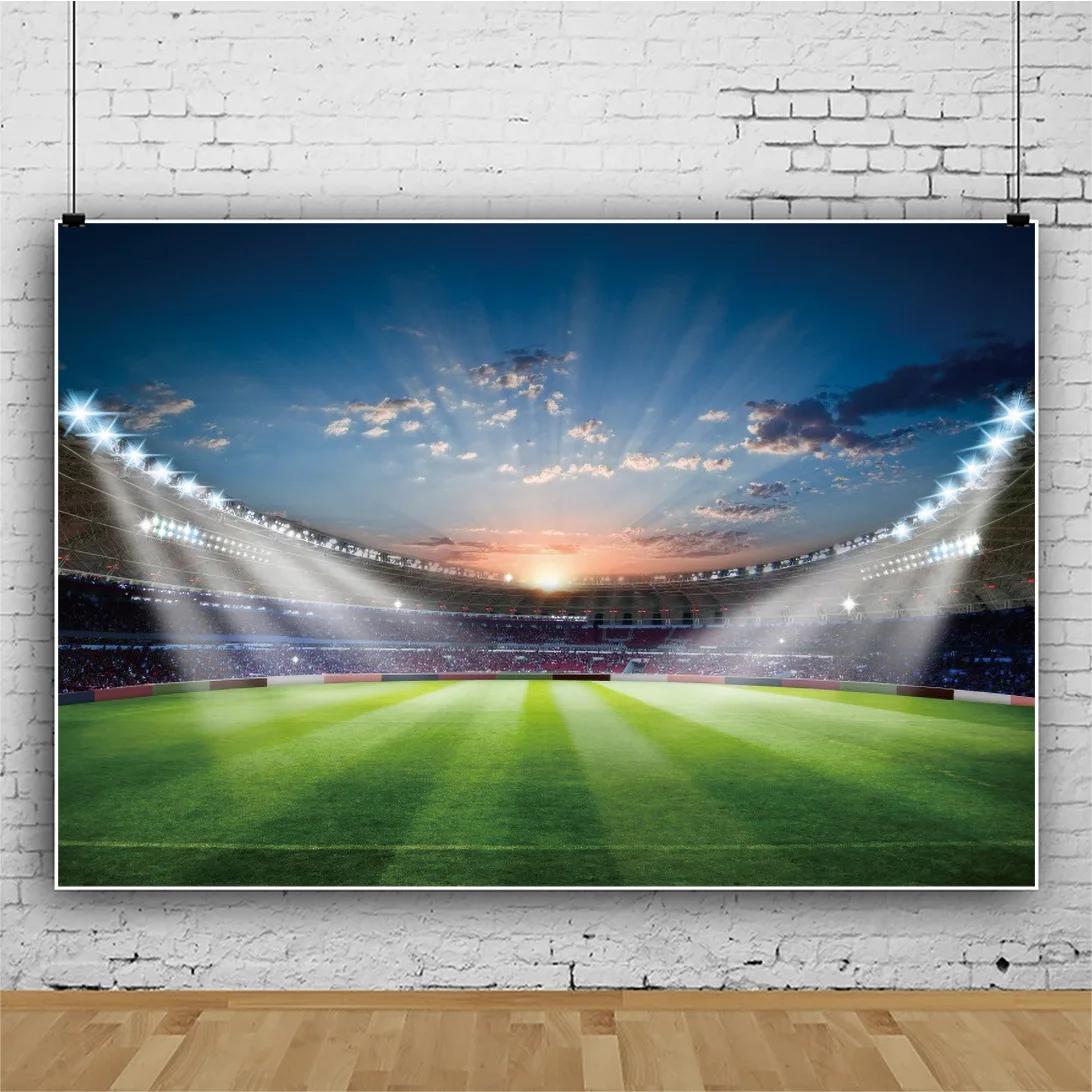 Campo de futebol grama tema fundo meninos chá de bebê festa de aniversário decoração banner vinil fotografia pano de fundo photo studio adereços - Image 1