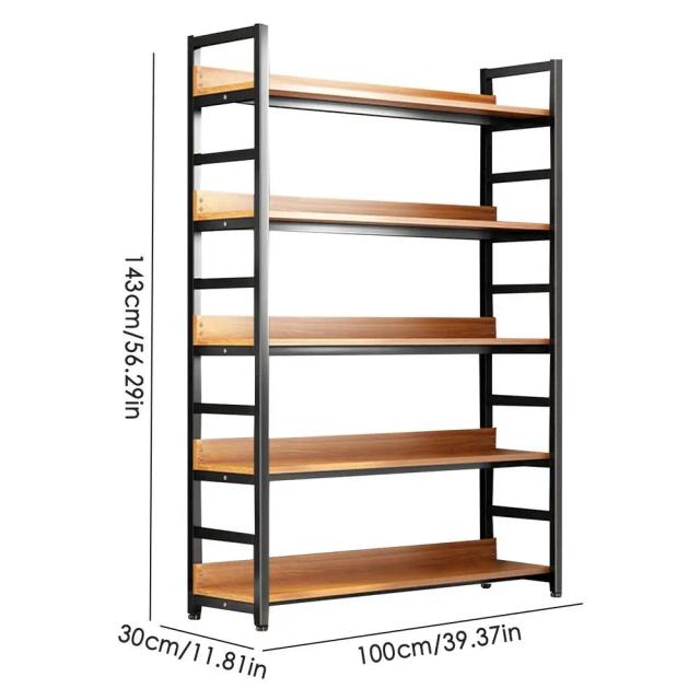 Estante Multi-Camada para Armazenamento em Aço e Madeira - Prateleiras Versáteis para Sala de Estar e Quarto