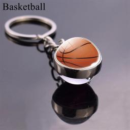 Bola de vidro chaveiro tênis chaveiro futebol beisebol vôlei futebol basquete chaveiros bola moda jóias - Image 2