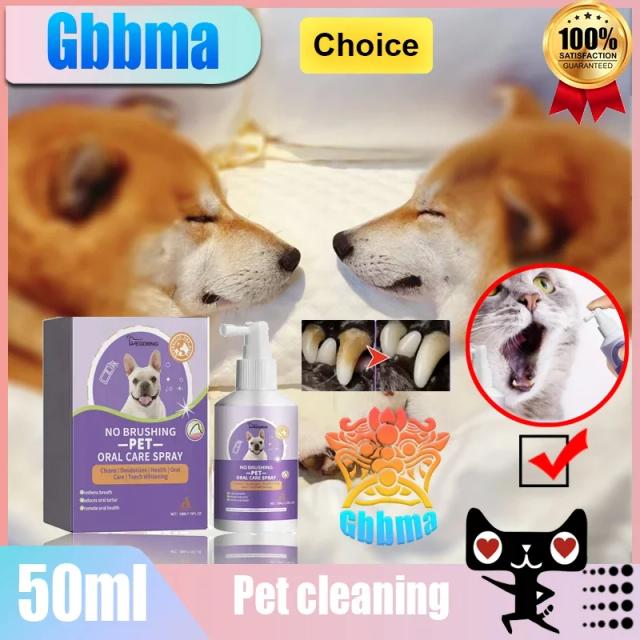 Gbbma Spray de Limpeza Bucal para Cães e Gatos - Remove Manchas de Tártaro e Combate o Mau Hálito, 50ml