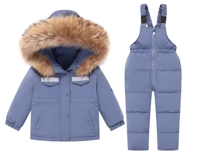 Conjunto de Roupa de Esqui Infantil Casaco de Inverno Grosso e Quente para Meninos e Meninas de 1 a 6 anos