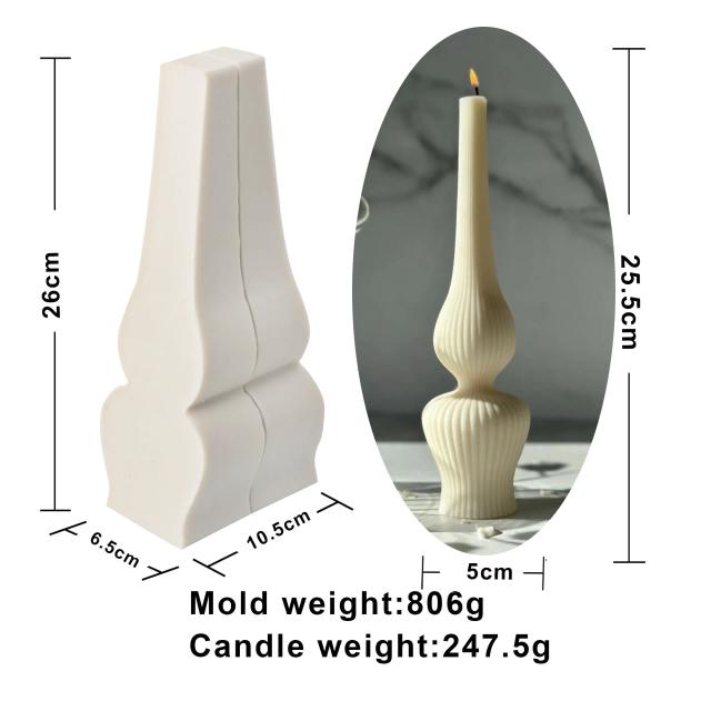Molde de Silicone para Vela Coluna Romana Grande Vaso Listrado Pilar Irregular Longo Decoração de Casa