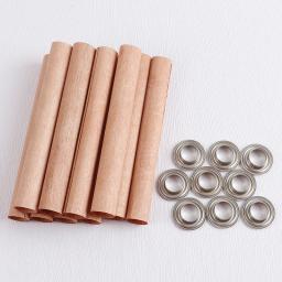 Pavios de vela de madeira cilíndricos redondos com suporte de ferro, Vela artesanal fazendo suprimentos, Núcleos de vela sem fumaça, 10pcs por conjunto - Image 2