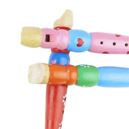 Instrumento musical de madeira colorido para crianças, flauta curta educacional, gravador de 6 furos, flauta dos desenhos animados do bebê, 20cm - Image 4