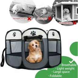 Cercadinho de estimação dobrável com cerca interior, Oxford, leve, Puppy Play Pen para cães médios, Playpens portáteis para gato - Image 2
