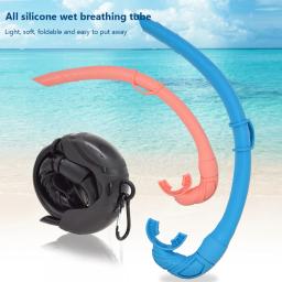 Dobrável Silicone Snorkel com estojo compacto, tubo de respiração molhada, Freediving Flexible Set - Image 5