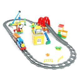 Blocos de construção de tamanho grande para crianças, Conjuntos de trem compatíveis DIY Railway Track Assemble, Brinquedos interativos de tijolos educativos - Image 2